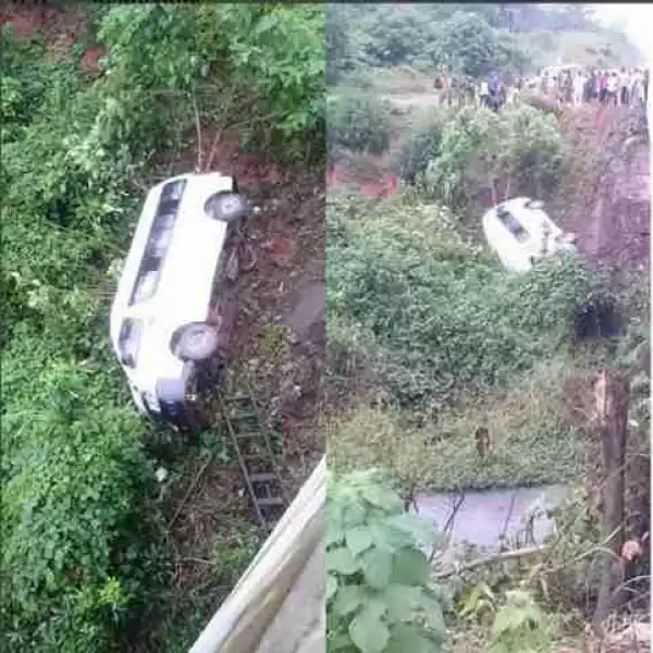 Passengers Injured As Bus Steers Off The Road And Lands Into A Ditch (Photos)